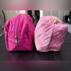 Chic Pink Quilted Cosmetic Bag Set